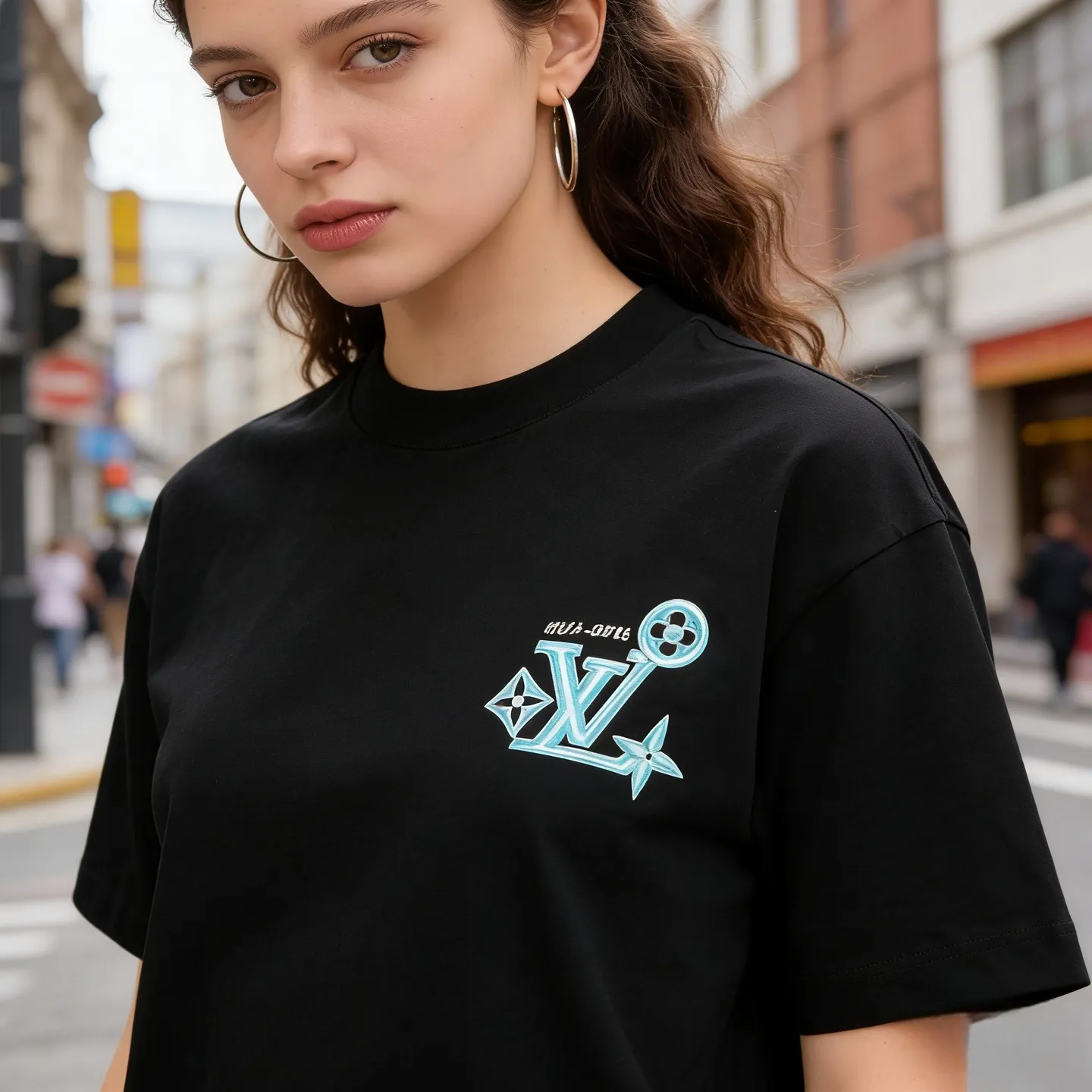 Louis Vuitton/Louis Vuitton 26ss short sleeves with front and rear letter logo embroidery